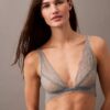 Unlined triangular bra with geometric lace in black from CK Black Unlined triangular bra with geometric lace in black from CK Black