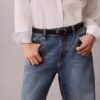 Vaqueros rectos de algodón y lino estilo años 90 Vaqueros rectos de algodón y lino estilo años 90