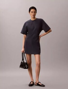 Vestido camiseta de punto entrelazado con logo