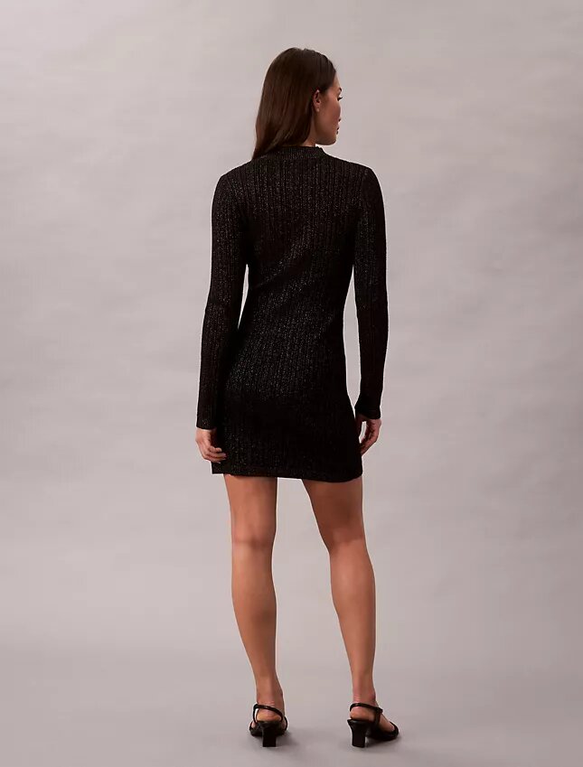 Vestido de punto corto de mezcla de lana merino y lurex Vestido de punto corto de mezcla de lana merino y lurex