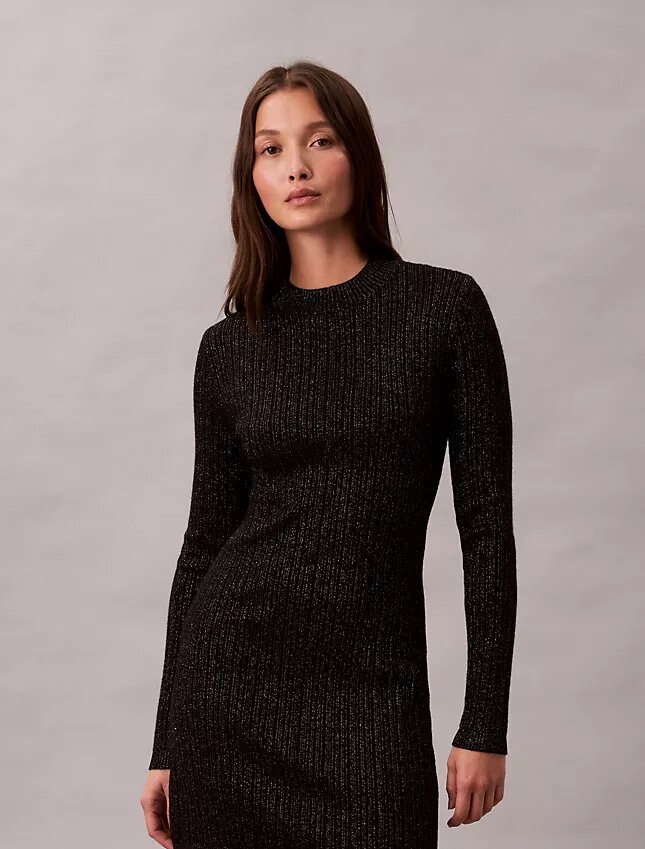 Vestido de punto corto de mezcla de lana merino y lurex Vestido de punto corto de mezcla de lana merino y lurex