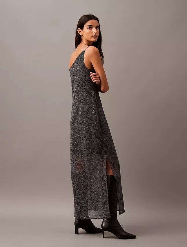 Vestido largo asimétrico de gasa estampada Vestido largo asimétrico de gasa estampada