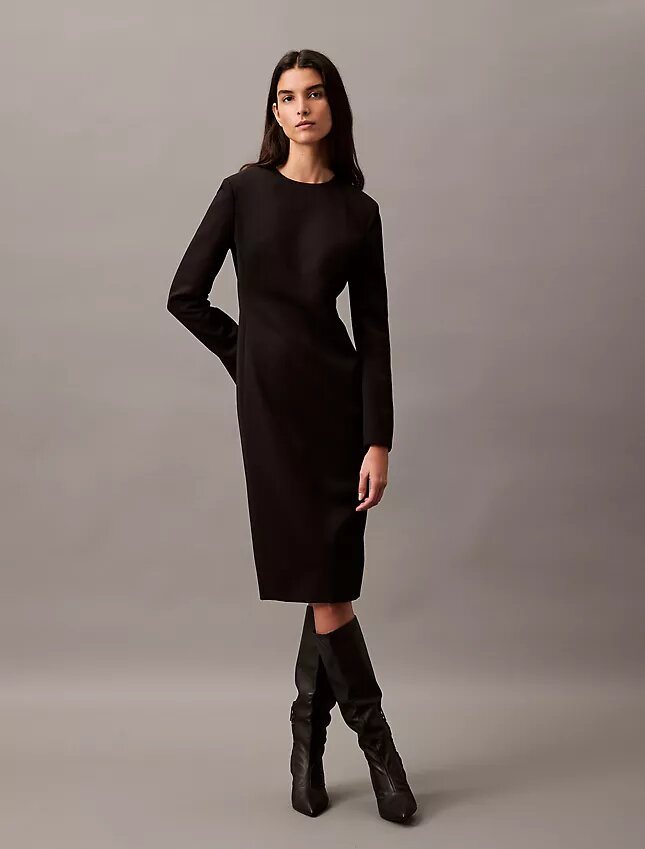 Vestido midi de crepé Vestido midi de crepé