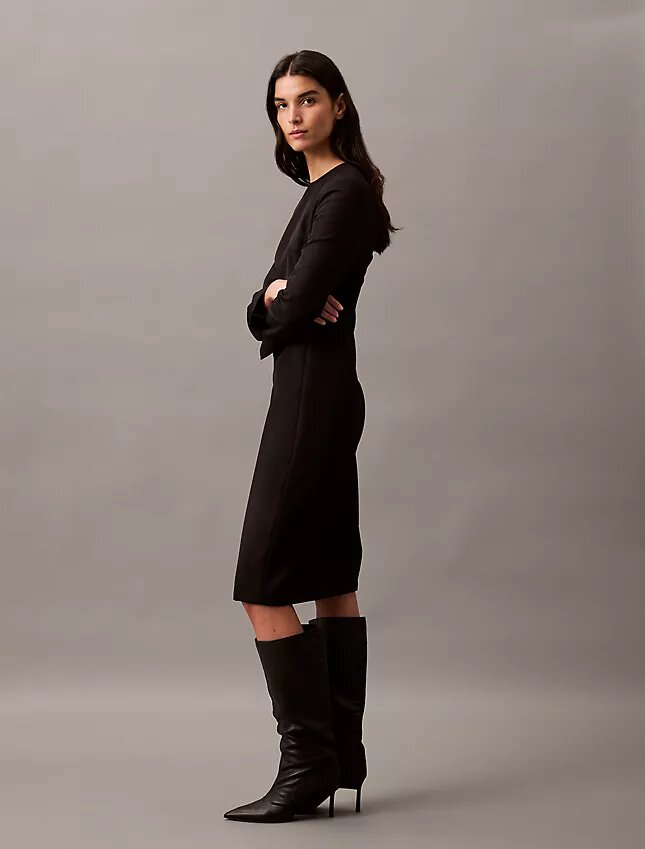Vestido midi de crepé Vestido midi de crepé