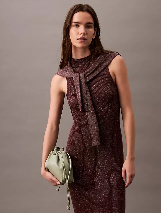 Vestido midi de lurex Vestido midi de lurex