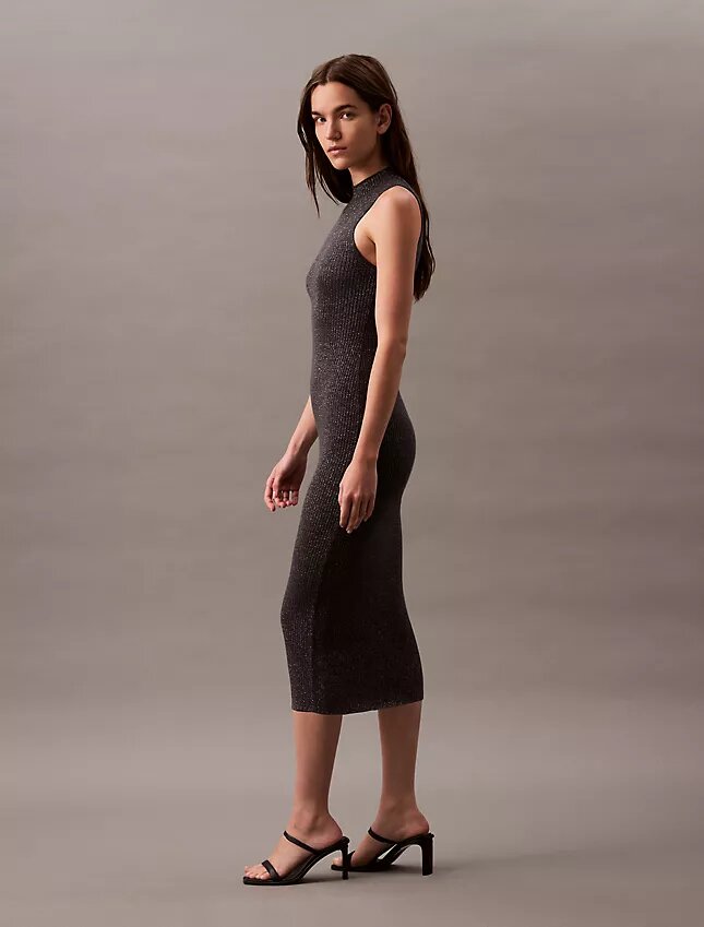 Vestido midi de lurex Vestido midi de lurex