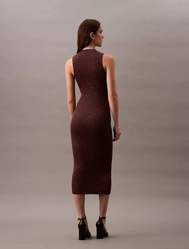 Vestido midi de lurex Vestido midi de lurex