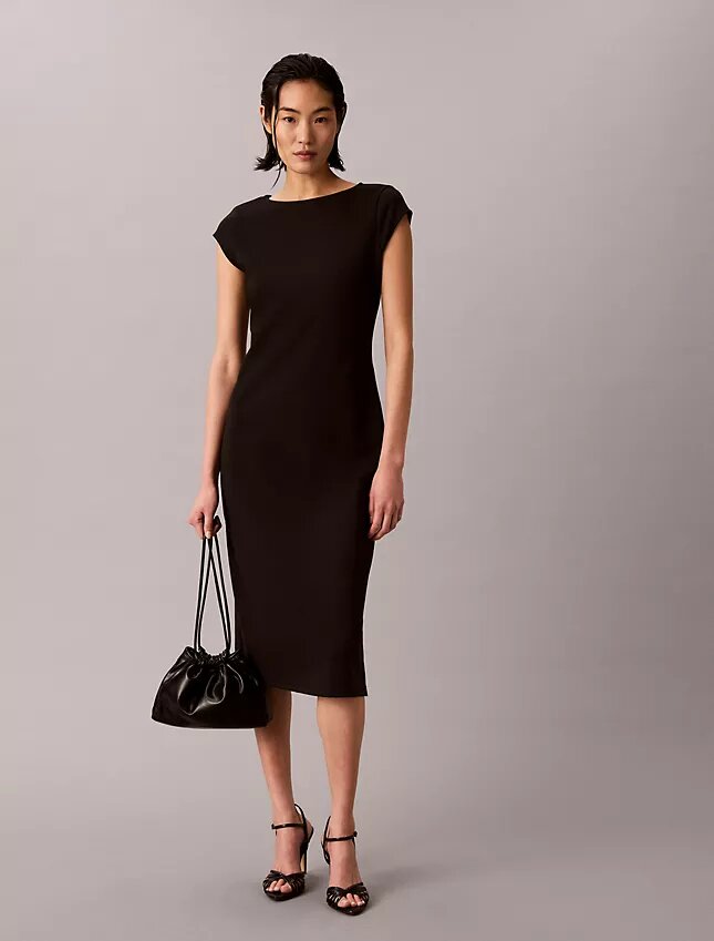 Vestido midi de ponte Vestido midi de ponte