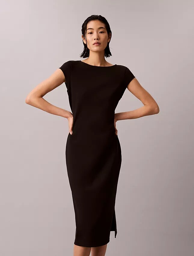 Vestido midi de ponte Vestido midi de ponte