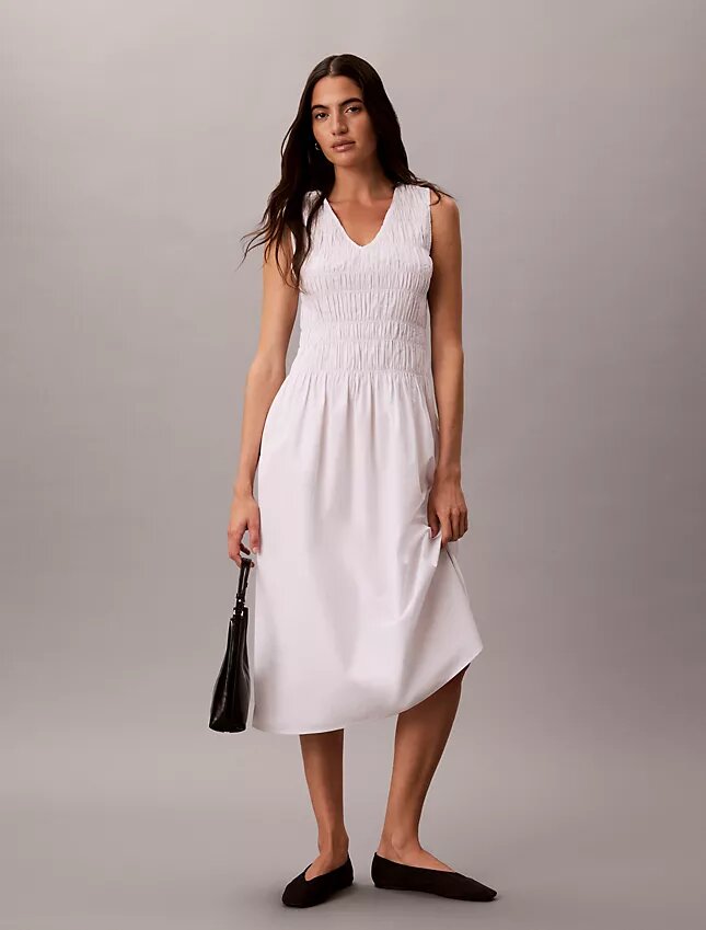 Vestido midi de popelín de algodón Vestido midi de popelín de algodón