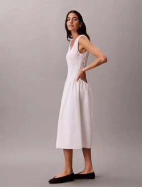 Vestido midi de popelín de algodón Vestido midi de popelín de algodón