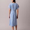 Vestido midi de popelín de algodón a rayas Vestido midi de popelín de algodón a rayas