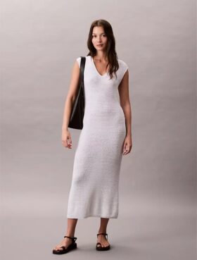Vestido midi de punto sin mangas Vestido midi de punto sin mangas