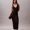 Vestido midi de viscosa acanalada