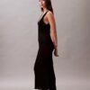 Vestido midi de viscosa acanalada
