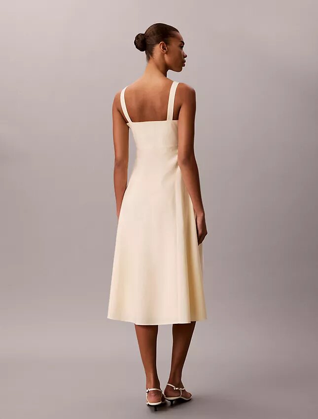 Vestido midi sin mangas de popelín de algodón Vestido midi sin mangas de popelín de algodón