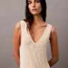 Vestido midi sin mangas de punto bouclé
