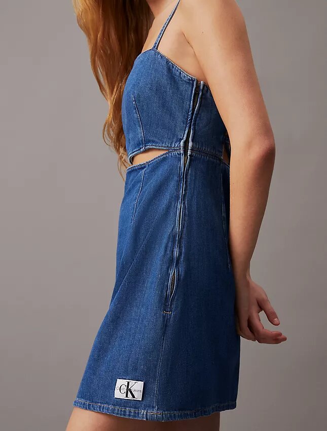 Vestido mini de Denim con aberturas Vestido mini de Denim con aberturas