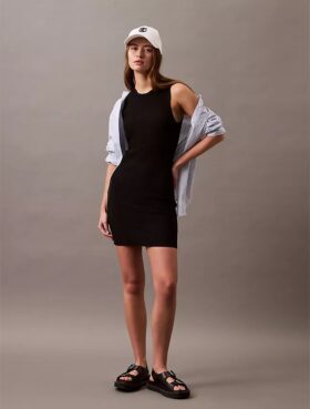 Vestido mini sin mangas acanalado