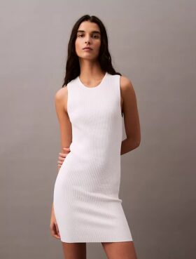 Vestido mini sin mangas acanalado