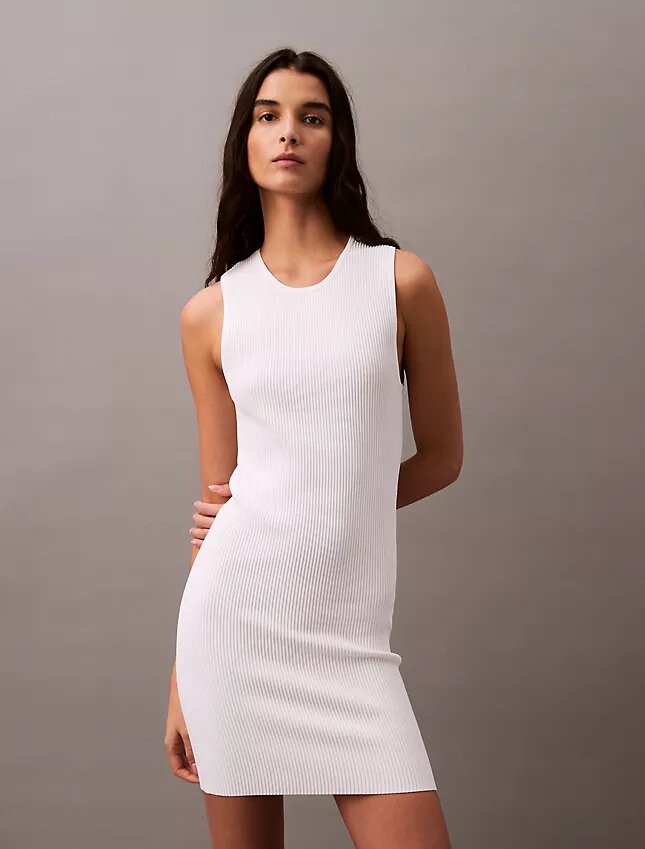 Vestido mini sin mangas acanalado Vestido mini sin mangas acanalado