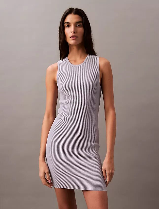 Vestido mini sin mangas acanalado Vestido mini sin mangas acanalado