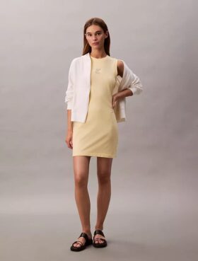 Vestido mini sin mangas con estampado de logotipo Vestido mini sin mangas con estampado de logotipo