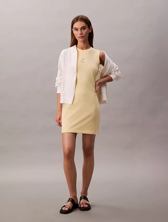 Vestido mini sin mangas con estampado de logotipo Vestido mini sin mangas con estampado de logotipo