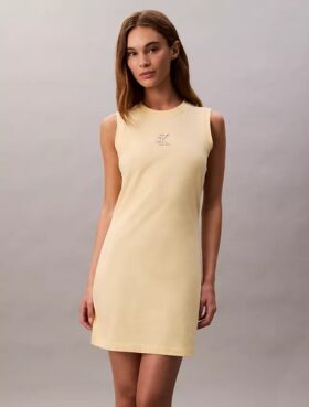 Vestido mini sin mangas con estampado de logotipo Vestido mini sin mangas con estampado de logotipo