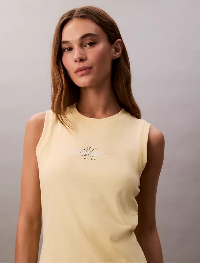 Vestido mini sin mangas con estampado de logotipo Vestido mini sin mangas con estampado de logotipo
