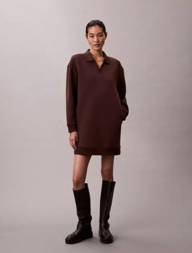 Vestido mini tipo polo de sudadera liso