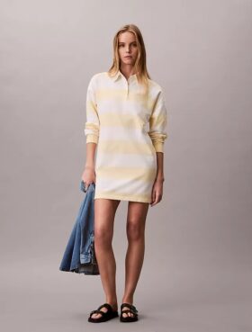 Vestido polo mini con rayas universitarias Vestido polo mini con rayas universitarias