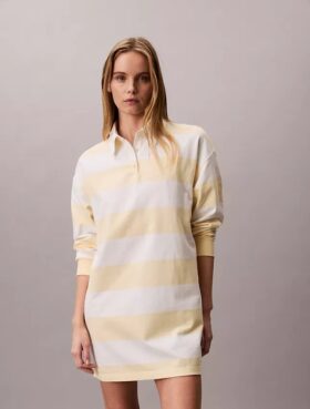 Vestido polo mini con rayas universitarias Vestido polo mini con rayas universitarias