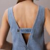 Vestido recto de Denim con cuello en V Vestido recto de Denim con cuello en V