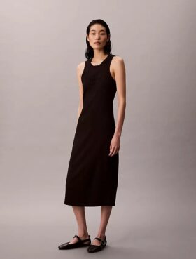 Vestido sin mangas midi con logotipo de Calvin Klein Vestido sin mangas midi con logotipo de Calvin Klein
