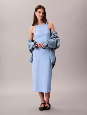 Vestido sin mangas midi con logotipo de Calvin Klein Vestido sin mangas midi con logotipo de Calvin Klein