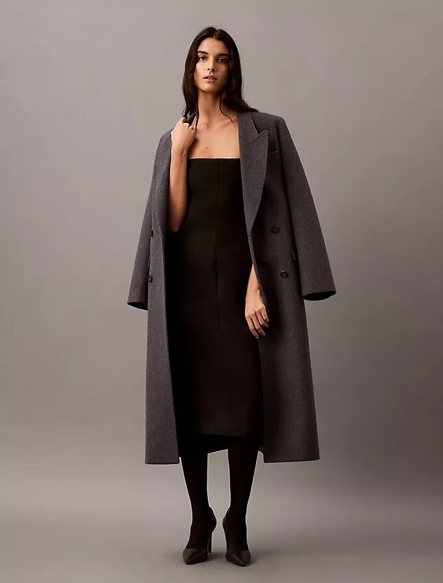 Vestido sin tirantes de mezcla de lana cepillada Vestido sin tirantes de mezcla de lana cepillada